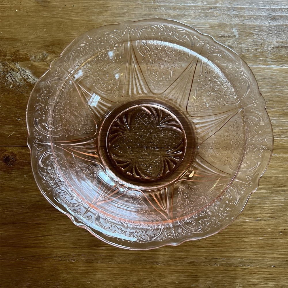 Hazel‎ Atlas Royal Lace Pink Depression Glass 10" Large Fruit Bowl Vintage - Picture 2 of 6